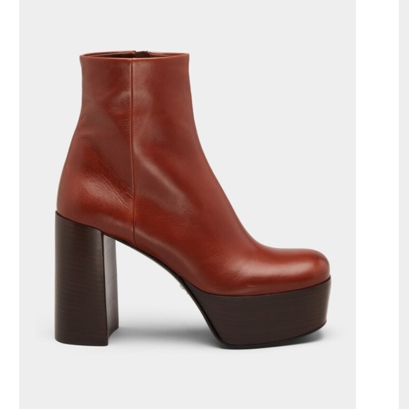 Prada Vitello Leather Platform Booties - Picture 1 of 12